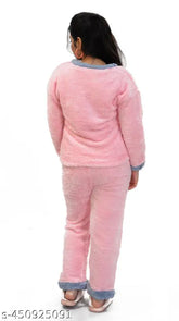 Imported wool winter nightsuit with long sleeves, printed pattern, in sizes S (36in/24in/32in/36in) and M (38in/25in/34in/36in), made in India